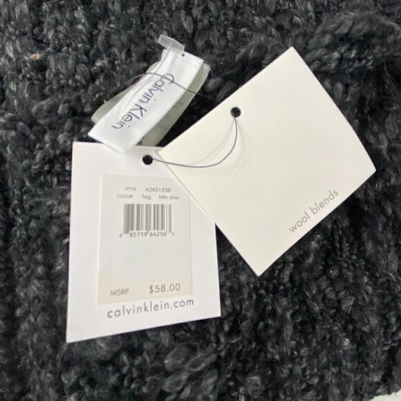 NWT Calvin Klein wool-blend charcoal gray long scarf - Picture 7 of 7